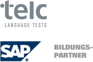 Logos: telc-Language Tests & SAP-Bildungspartner