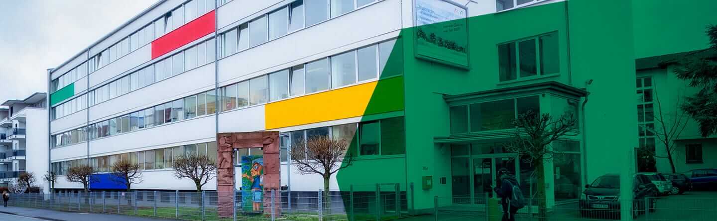 Header: Außenansicht des Gebäudes vom bfz-Standort Aschaffenburg 