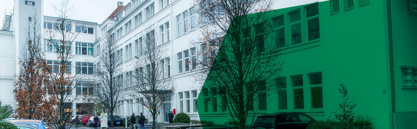 Header: Außenansicht des Gebäudes vom bfz-Standort Nürnberg