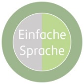 Logo: Alpha-Siegel mit Aufschrift "Einfache Sprache"