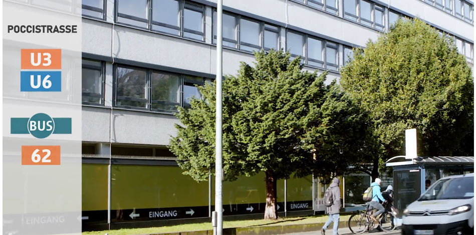 Außenaufnahme der Nebenstelle Poccistraße 3–5 des bfz München