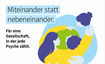 Ein Plakat mit Text und einer Grafik mit 3 Personen